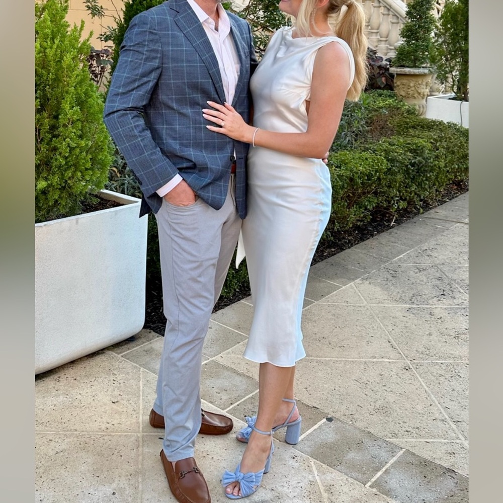 The Bar Low Back White Silk Dress